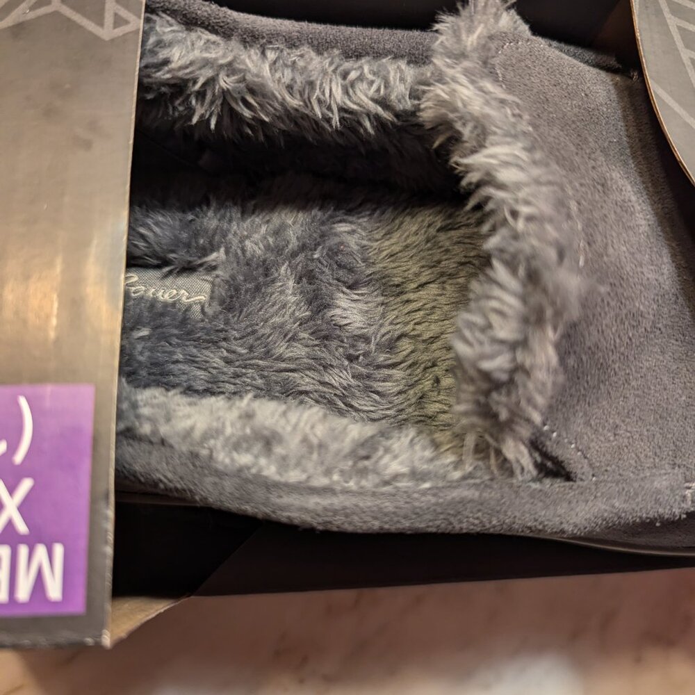 Eddie Bauer Mens Suede Slipper Fur Lined Dark Grey - Picture 2 of 3